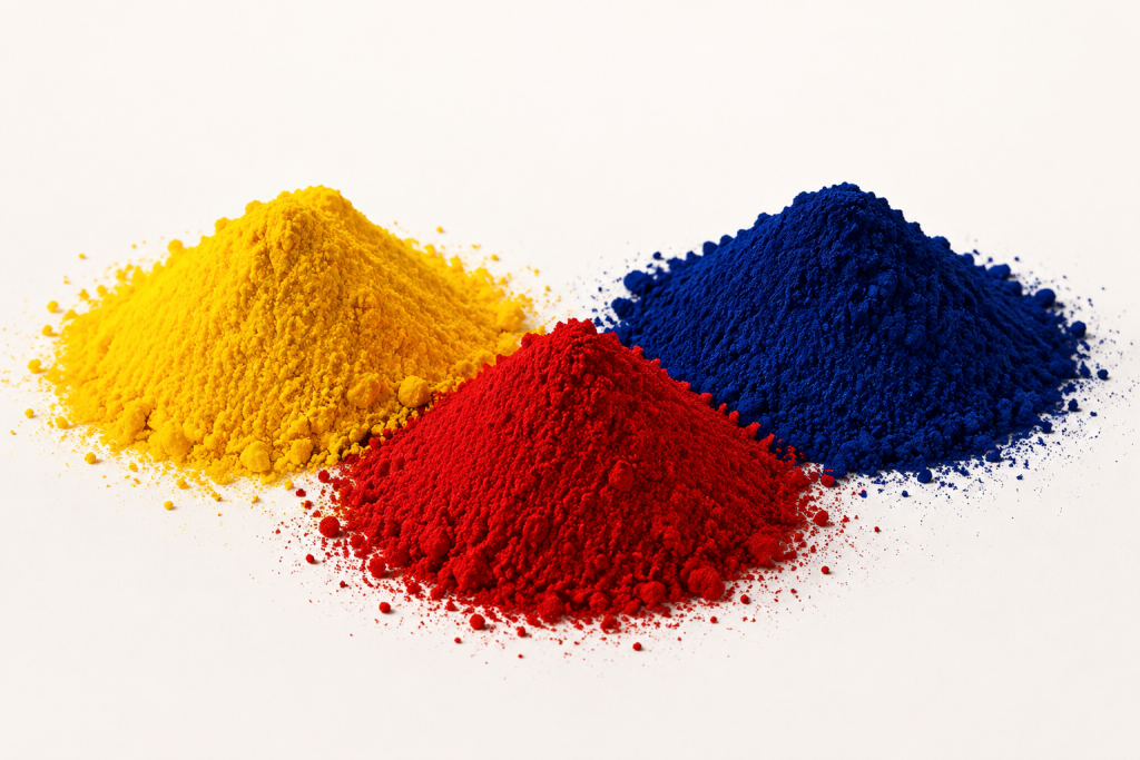 Industrial pigment powders in a range of colors